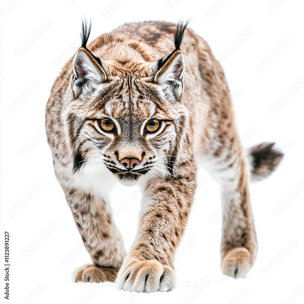 Obraz premium Eurasian lynx isolated on white background