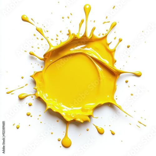 Yellow paint splash isolated on white background. (1)