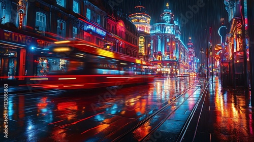 Obraz na płótnie Vibrant nightlife action in london cityscape photography urban view w salonie