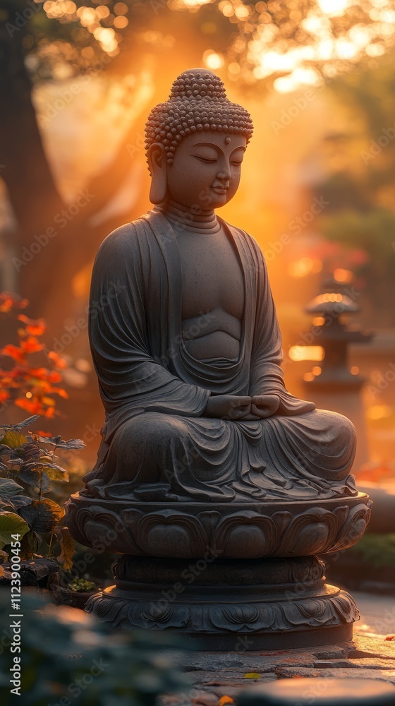 Fototapeta premium Buddha Sculpture, Centering Reality, Realistic, Light and Shadow