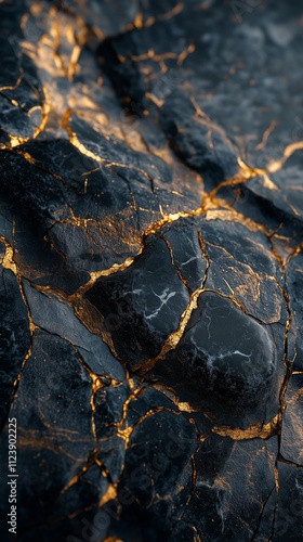 Molten Lava Flowing Through Cracked Volcanic Rock - made with Generative AI photo