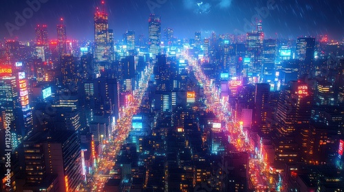 Wallpaper Mural A vibrant cityscape illuminated by neon lights at night. Torontodigital.ca