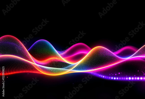 Video of a abstract waves shape glowing in ultraviolet spectrum.