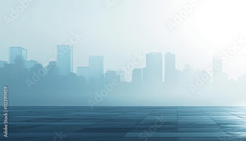 Wallpaper Mural A solitary figure gazes out over a misty city skyline at dawn, reflecting on possibilities. Torontodigital.ca