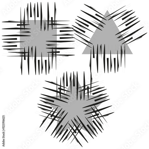 Geometric vector pattern. Abstract shape overlay. Linear distortion effect. Artistic dynamic texture.