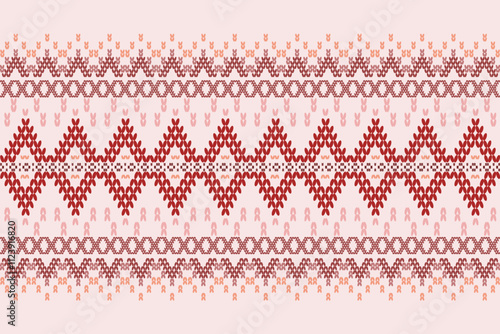 Ikat ethnic geometric abstract embroidery oriental traditional knitted pattern. Native geometry decorative design for fabric, wallpaper, background, interior, decoration, texture, border decor, print