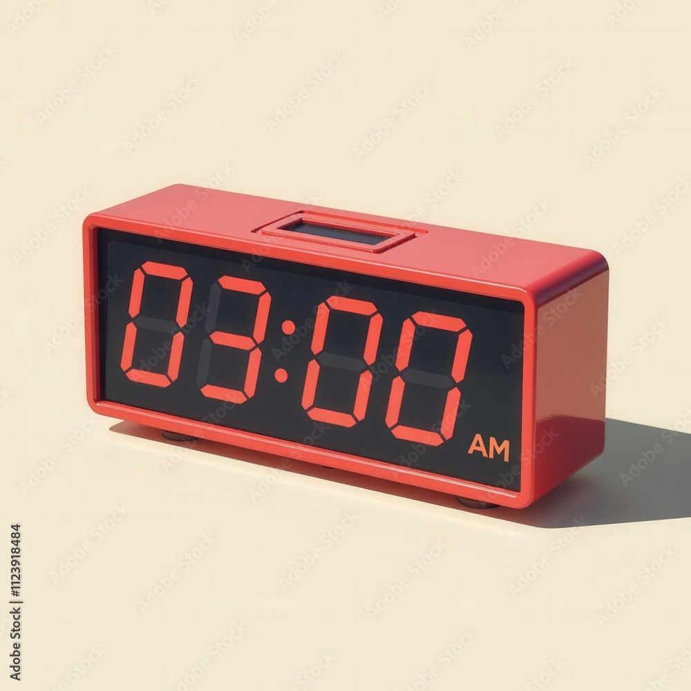 Red Digital Alarm Clock, 3:00 AM