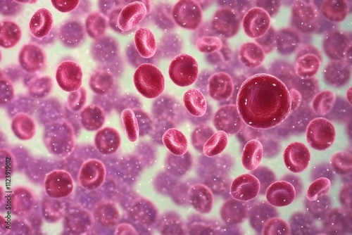 Detailed Microscopic View of Red Blood Cells with Vibrant Textured Pattern photo