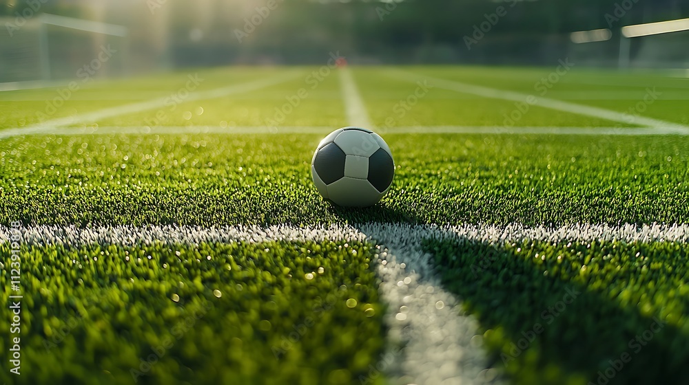 Obraz premium A soccer ball is sitting on a field