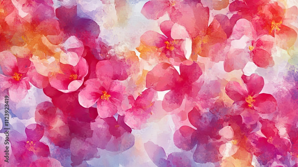 Obraz premium Abstract Watercolor Painting of Pink Flowers