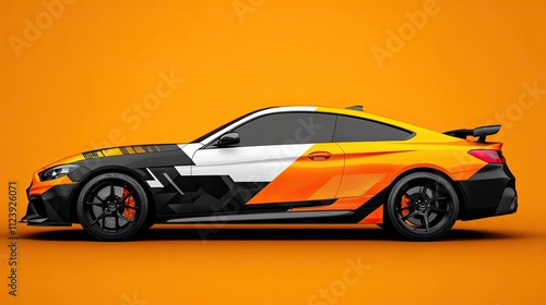 Orange Black And White Custom Sports Coupe photo