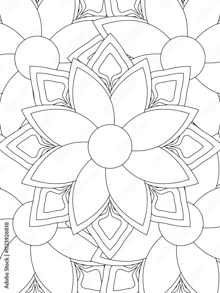 Fototapeta premium All these designs are hand-drawn and unique Beautiful Flowers black and white illustration for adult coloring book, This is a printable Beautiful Zentangle Coloring page for KDP Interior,