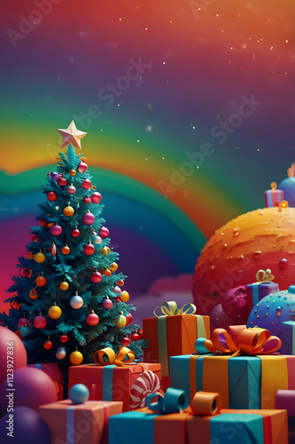 Seamless pattern with snowy Christmas trees and winter landscapes.