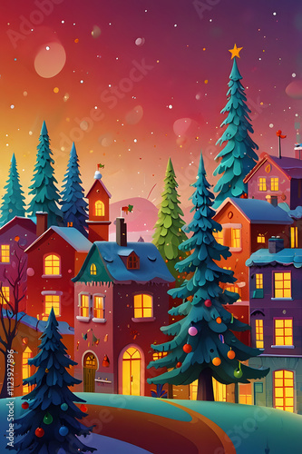 Seamless pattern with rustic Christmas elements and winter charm.