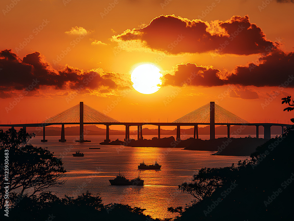 Obraz premium bridge at sunset