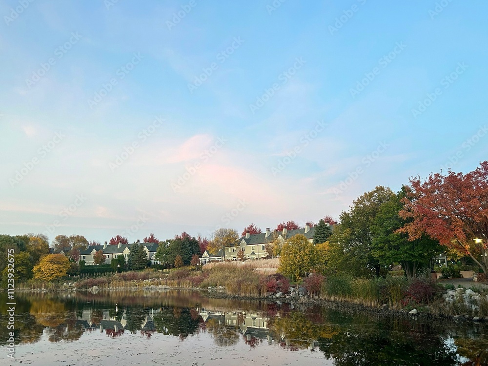 Fototapeta premium Autumn by the Lake at Sunset
