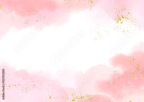 ピンクの霞と金粉の背景素材