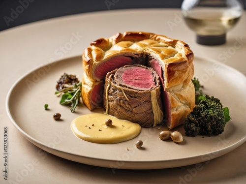 A deconstructed presentation of Beef Wellington photo