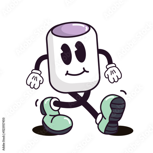Groovy retro outline marshmallow character