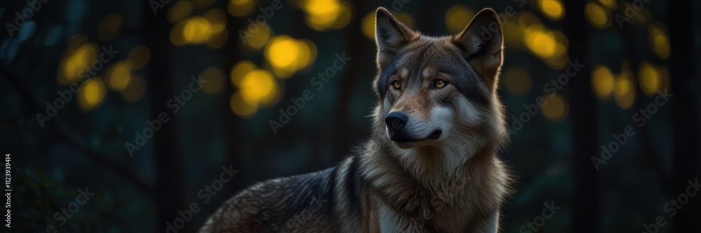 Fototapeta premium Majestic Wolf In Golden Forest Light