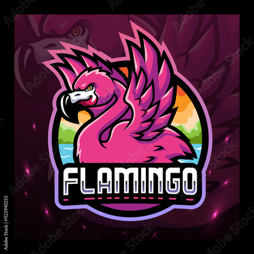 Flamingo mascot esport logo  design