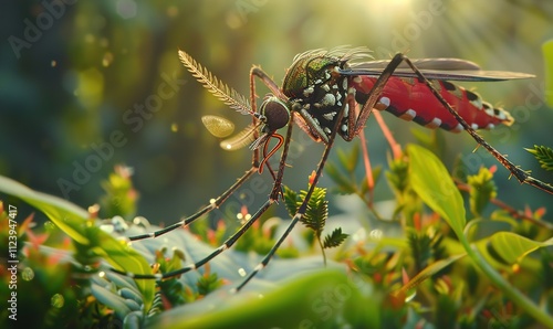 detailed close up and macro of the body of the mosquito animal ai generated