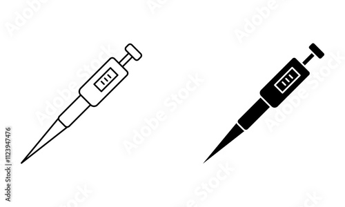 pipette with tip, laboratory equipment for measuring volume icon vector
