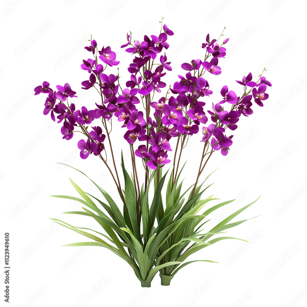 Fototapeta premium Vibrant Purple Orchid Arrangement in Natural Setting