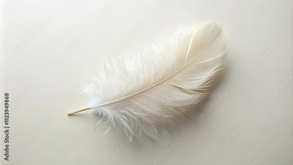 Obraz premium Single Delicate White Feather on a Soft Background