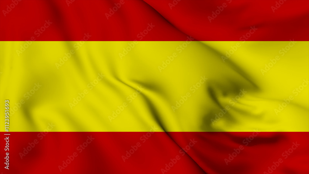 Obraz premium Spain Realistic waving flag background. Spain Independence Day flag icon. Seamless looping animation render image. Waving colorful realistic my country flag graphics photos.