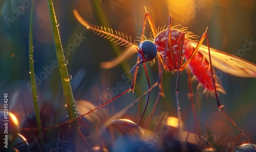 detailed close up and macro of the body of the mosquito animal ai generated