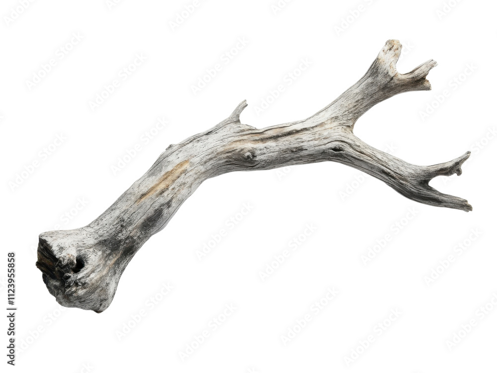 Fototapeta premium Weathered driftwood branch with unique shapes and textures