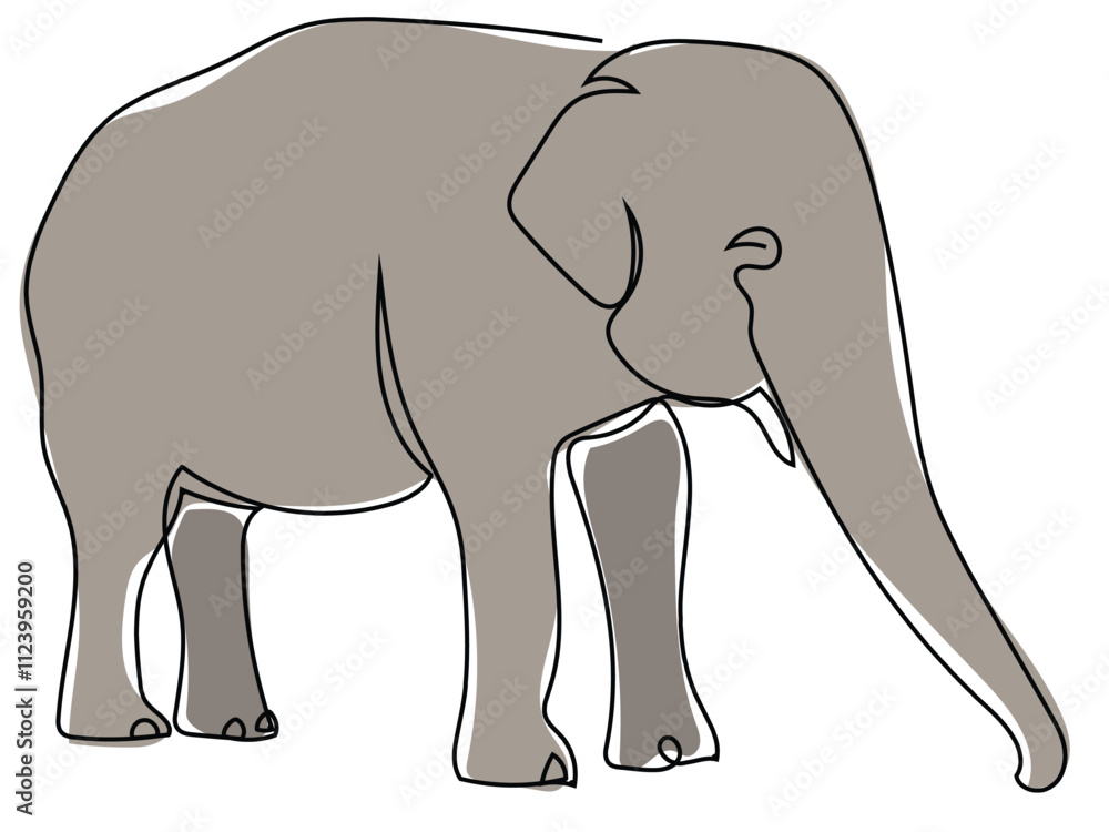 Obraz premium Elephant in continuous line style and can be edited later
