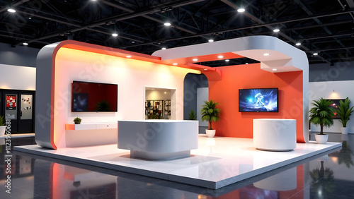 3d render of a booth in exhibition
