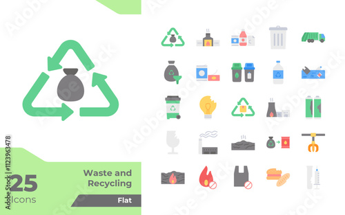 Waste and Recycling Flat Icons