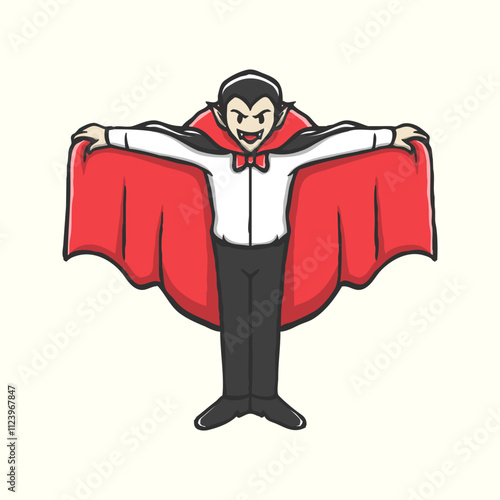 Standing Dracula, fun hand drawing, vector illustration