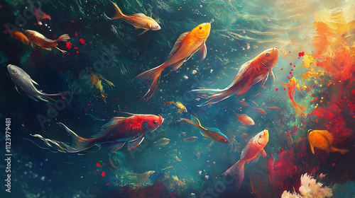 fishes swmming in water. photo