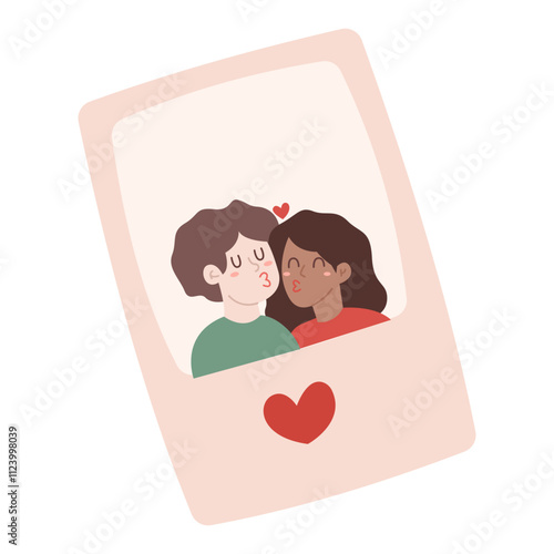 Illustration of Couple in Polaroid Frame