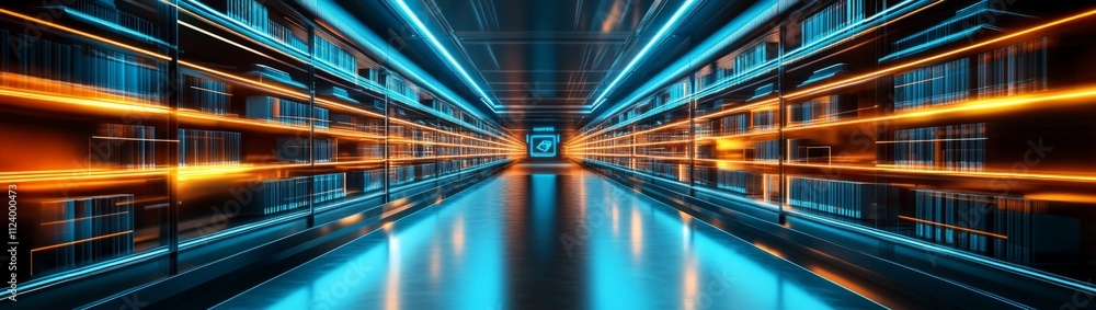 Obraz premium Innovative digital library featuring cutting-edge technology.