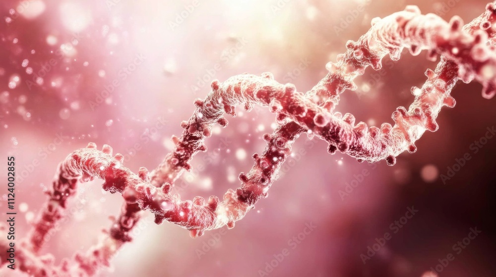 Fototapeta premium Closeup view of DNA molecule structure showcasing intricate chains.