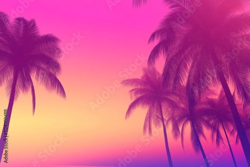 Tropical scene enhanced by stunning colors and silhouettes.