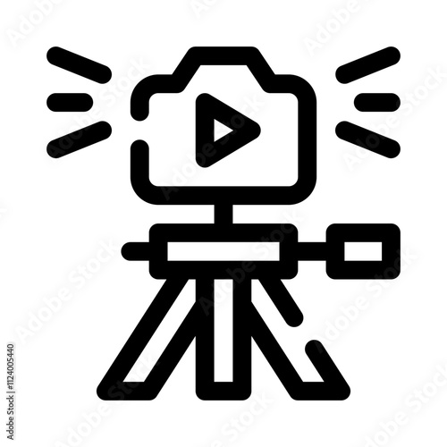 Video Camera with Tripod line icon