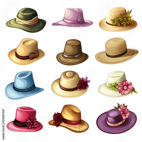 Wallpaper Mural Twelve stylish hats; various colors, shapes, and adornments. Torontodigital.ca