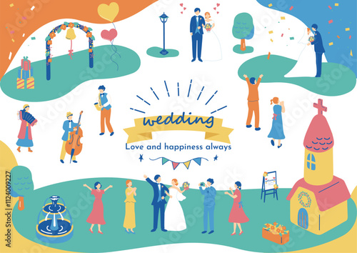 結婚をお祝いする人達
