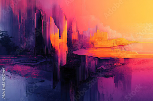 a complex geometric design in the air, with a neon glowstick, captured in a long exposure photograph，contrasting and conflicting elements create unexpected visual effects