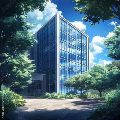アニメのオフィスビル