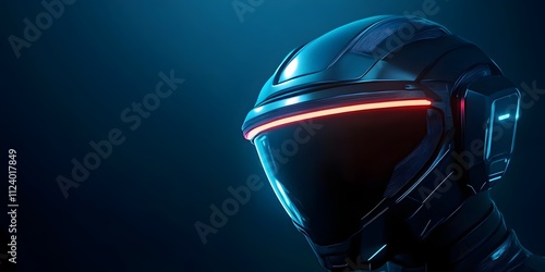 A futuristic helmet with glowing elements, suggesting advanced technology or sci-fi themes. photo