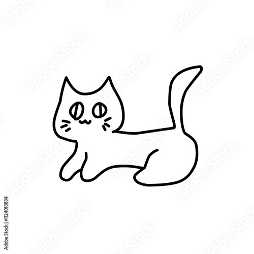 Cute Cartoon Cat Vector Icon