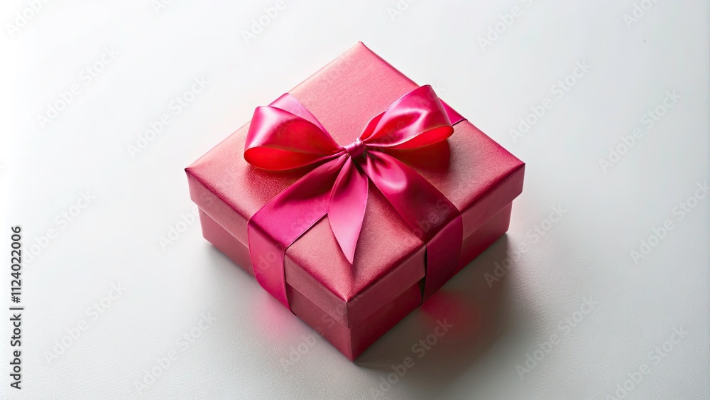 Fototapeta premium Aerial View Red Pink Gift Boxes White Background Isolated Product Photography