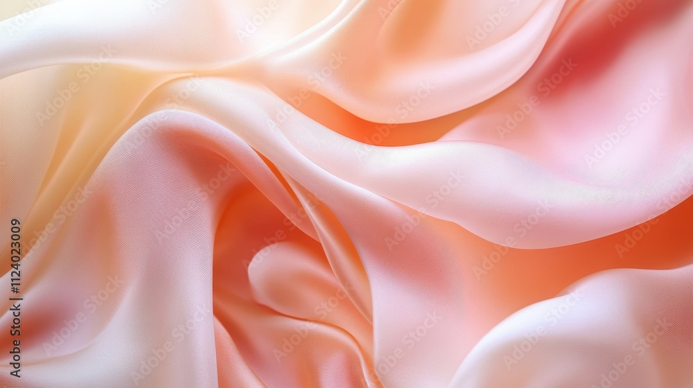 Obraz premium Peach and cream silk fabric drapes. Perfect for fashion, beauty, or luxury product websites.